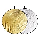Selens Réflecteur rond pliable 30 cm 2 en 1 - Or et argenté - Pour photographie - Portable - Pliable - Avec sac de transport - Pour l'extérieur - Pour studio photo - Éclairage vidéo en direct