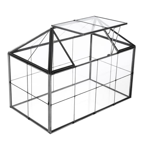 HighFree Hausform Terrarium Pflanzgefäß Schwarz 23,4cm