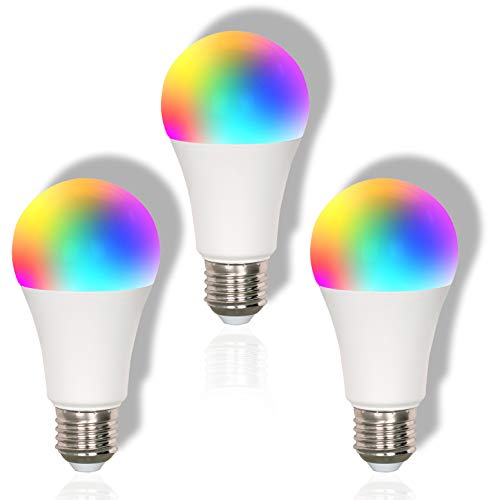 Ampoule intelligente BAOMING®,A19 LED WiFi RVB + blanc chaud + blanc froid,220 V 7 W Base E27 Dimmable,sans hub nécessaire,fonctionne avec Google Assistant,Apple HomeKit,Amazon Alexa,IFTTT,lot de 3 Cover