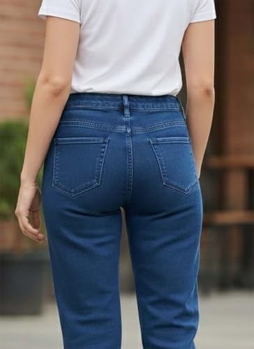 Image of KOTTY Women's High Waist Wide Leg Button Coin Pocket Straight Fit Jeans Stylish Regular to Plus Size Fit Denim Jeans for Women