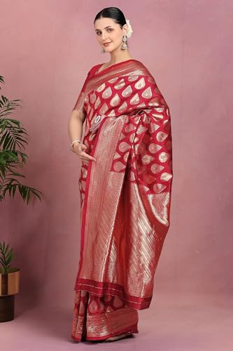 Image of Subham Saree for Woman Silk Cotton Kanjivaram | Soft Daily Wear Golden Zari Sari with Jacquard Blouse Piece
