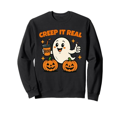 Creep It Real Funny Halloween Cute Ghost and Pumpkin �g���[�i�[