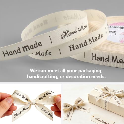 YIPFEN 1 Stück 5m Webband Zum Nähen, Borten und Bänder zum Nähen, Für Handmade Paket Liefern Kleidung Label Baumwolle Handgefertigte Schriftarten Band Patterned