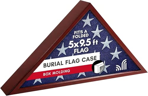 Americanflat Large Flag Display Case - Fits Folded 5X9.5' Burial Flags - Silhouette Collection - Display Box For Wall Or Tabletop - Mahogany