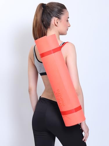 Fitness Mantra® 6mm Yoga Mat with Carrying Strap for Gym Workout and Yoga Exercise Anti-Slip Yoga Mat for Men & Women Fitness|Color Red| 6 41SF+QVNoGL