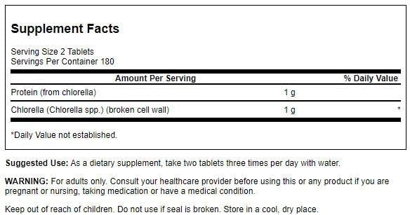 Miniatura 2 de Swanson Clorella de pared celular rota 500 miligramos 360 pestañas