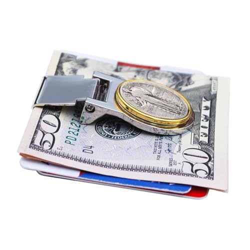 US 1928 Standing Liberty 90% Silver Quarter Hinged Money Clip NEW - Gold Coin Bezel2