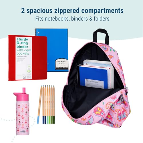 Image of Wildkin 15 Inch Backpack for Boys /Girls, Paisley | Ages 5-10, padded straps, side water bottle pocket - coordinates with matching Wildkin lunch boxes