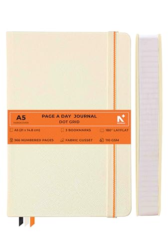 Image of NEORAH -A5 DOTTED | 368 Pages - 110 Gsm |PAGE A DAY JOURNAL (21x14.8 cm)-Hardcover Dot Grid Notebook |Back Pocket |3 Silk Book Mark - Completely HANDMADE for Journaling,writing- AFTERGLOW