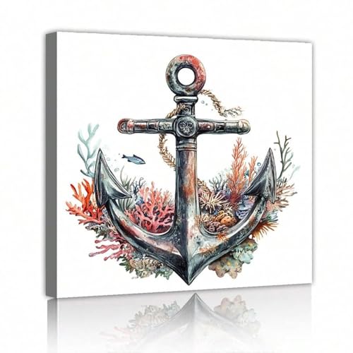 Impressions de style plage déco marine 40x40 cm tableau ancre sans cadre