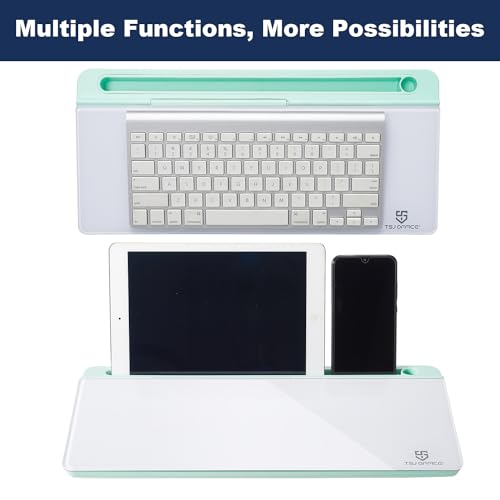 Image of TSJ OFFICE Desktop Whiteboard Dry-Erase-Board - Computer Keyboard Stand White Board Surface Pad with Drawer, Desk Organizers with Accessories for Office, Home, School Supplies - Green