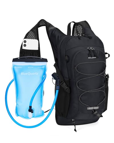 Blue Quartz Hydration Backpack with 2L Water Bladder, 18L Hiking Backpack for Women Men, Lightweight Water Pack with Phone Pocket for Quick Access, Hydration Pack for Cycling, Running, Biking
