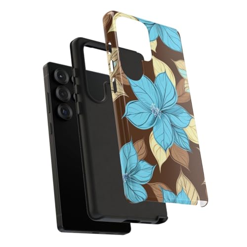 Coque Samsung S25 Ultra motif floral turquoise et beige rigide brillante - 4