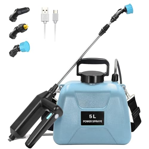 Kevsuvqin Pulverisateur Electrique 7.4V/2400mAh, Pulverisateur de Jardin 5L, Pulverisateur avec Rétractable, Pulverisateur a Pression avec 3 Buses Réglables...