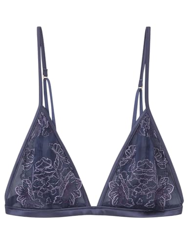 Women'secret Natural Sujetador Triangular Tul Bordado Azul