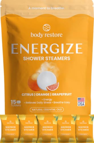 Body Restore Shower Steamers Aromatherapy 15 Pack Fathers Day Gift for Dad Birthday Gifts for Women & Men Spa Stress Relief & Relaxation Self Care Gifts Premium Citrus Essential Oil Tablets