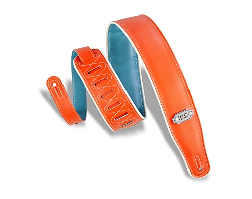 Levy's Leathers 2.75" Vinyl Guitar Strap Reversible Vinyl Design; Orange, Teal, And Cream (M26Vcp-Org_Tel) #TOP6