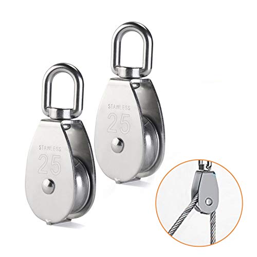 Schalen Umlenkrollen,Infreecs Riemenscheibe Einzelsatz in Edelstahl 304 M25 Riemenscheibe Roller Tragkraft 150kg - Silber 2Pcs 25MM