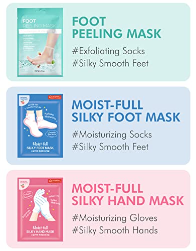 DERMAL Moistfull Silky Foot Socks & Hand Gloves Mask Combo 6 Pack - for Dry Feet and Hands - Home Sp