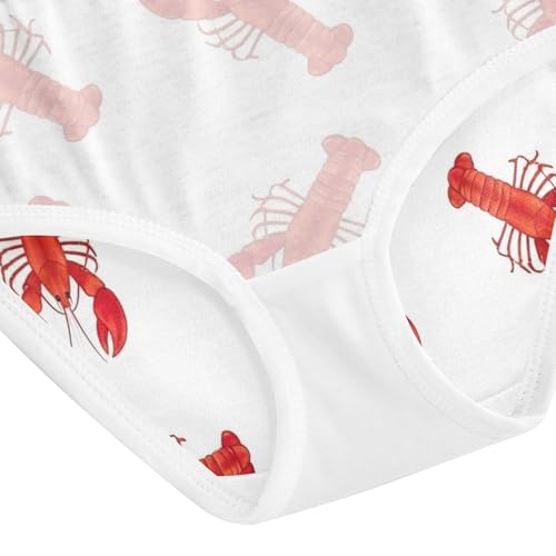 Cotton Toddler Girls Underwear Red Lobsters White Cute Panties Girl Pattern Briefs Kids Undies 2t 5