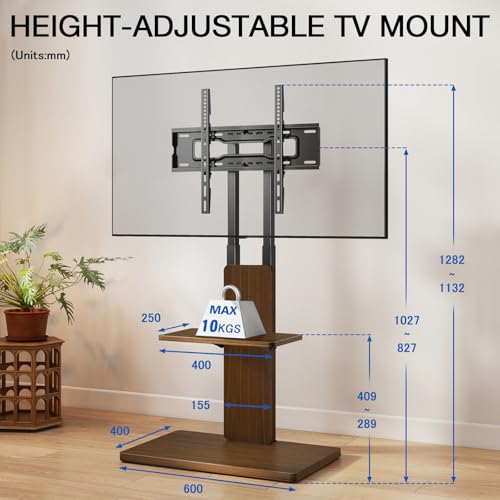 TVON Support TV au Sol avec roulettes Cachées pour Téléviseurs 32-70 Pouces – vue 7