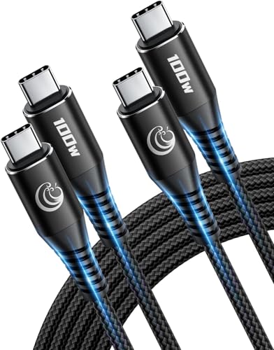 Cavo USB C a USB C 100W [2Pezzi,1M+2M] Cavo USB Type-C PD 5A Ricarica Rapida Nylon Intrecciato USBC to Tipo C Cavi per iPhone 17 16 15, Samsung Galaxy S25 S24, iPad Pro, MacBook, Pixel e Altri