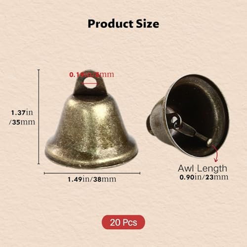 20 Stück Glöckchen zum Basteln - Vintage Glocken für Weihnachten, Deko, Windspiele, Hochzeiten & Hundetraining