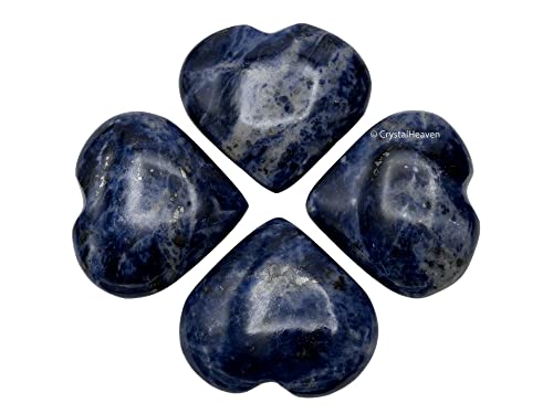 Image of Sodalite Crystal Heart Palm Pebbles Stones for Anxiety Stress Relief Massage - AAA Grade Original Healing Gemstone Agate Heart Palm Stone for Yoga Meditation Spiritual