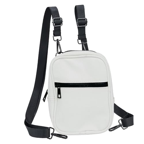 Sac à Bandoulière pour Hommes et Femmes,Sacoche Bandoulière Cuir, Sacoche Homme, Minimalist Sac de Poitrine Shoulder Bag Cartable Besace Banana Petit Sacs à Dos (Blanc Sac à Bandoulière Unisexe)