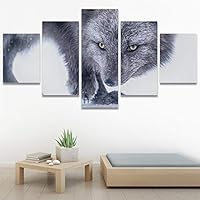 SIGNWIN 5 Panel Canvas Wall Art Animals Black and White Dramatic Group Modern Artwork for Home Decorations Ready to Hang - 60