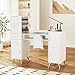 Kikihouse Manicure Table Nail Station w/Glass Top, Dust Collector, 4 Dust Bags, Storage Drawers & Cabinets, Nail Desk Beauty Salon Workstation (White)