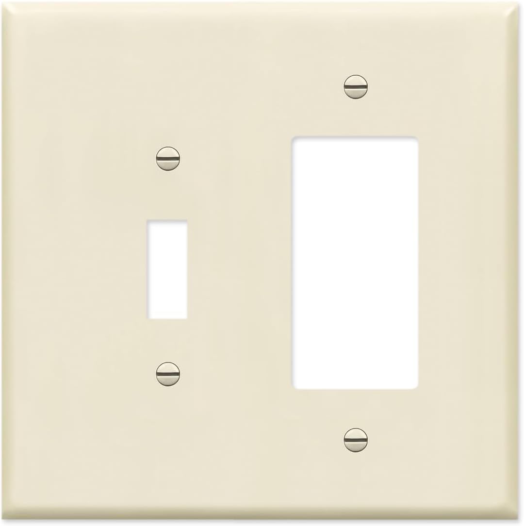 OVERSIZED JUMBO 1 Gang Blank Cover Plate, Blank (no holes) Wall Plate, One Gang Ivory OVERSIZE Jumbo Blank Switch Plate - Beige - Made in USA, UL Listed, 5.5" x 3.5"
