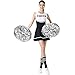 YIVENC 4 Pack Cheerleading Pom Poms,Metallic Cheer Pom Poms with Training Baton Handle for Team Sport Spirit Squad Bulk Cheerleaders(Silver)