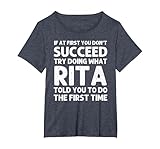 RITA Name Personalized Birthday Funny Christmas Joke T-Shirt, Women's Plus, Heather Blue, 1X