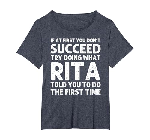 RITA Name Personalized Birthday Funny Christmas Joke T-Shirt, Women's Plus, Heather Blue, 1X