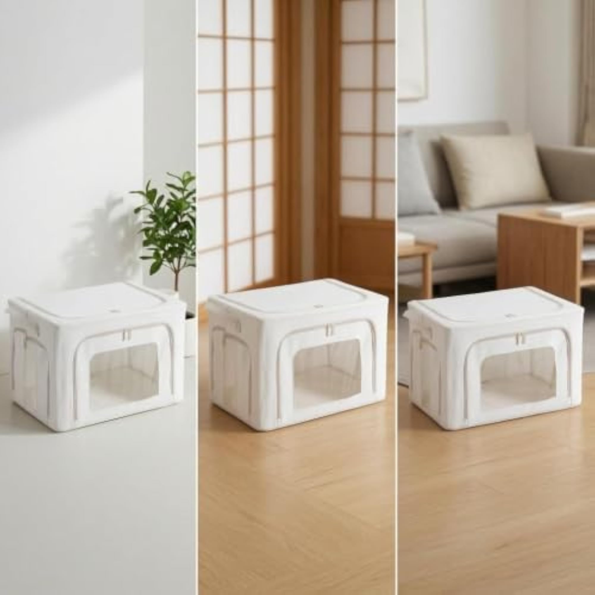 Clear Oxford Fabric Storage Box with Steel Frame