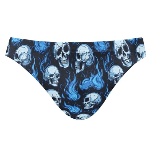 Skull Fire Swim Briefs for Men Swimsuit Bikini Swimwear S B0404432