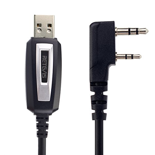 Retevis Cable de Programación USB 2 Pines Compatible con Walkie Talkie RT24 RT5R RT619 RB618 RT5 QUANSHENG PUXING WOUXUN HYT BAOFENG UV5R Cable de Programacion (1 Paquete)