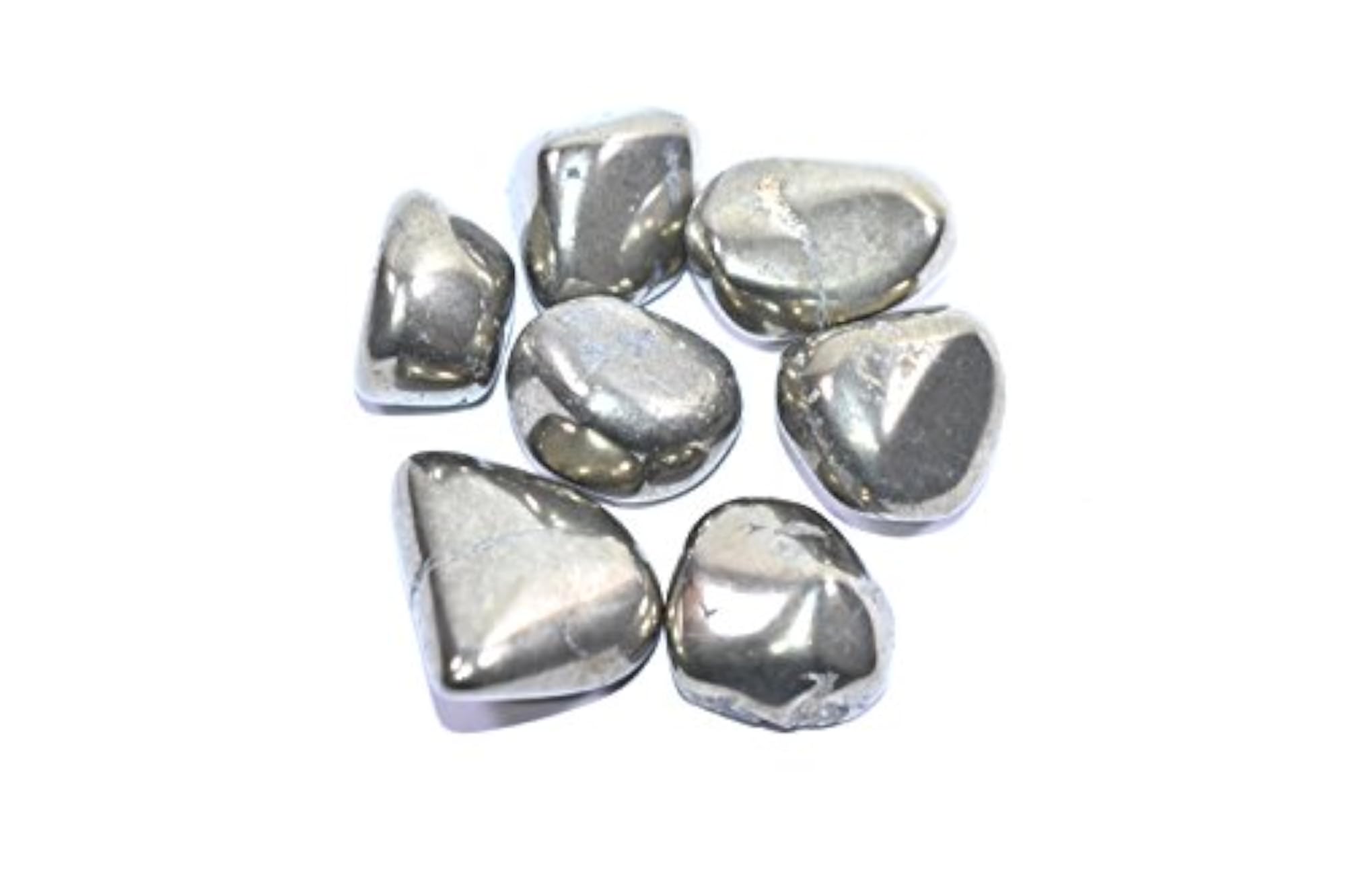 Natural Pyrite Tumbled Set of 7 Healing Stones for Meditation