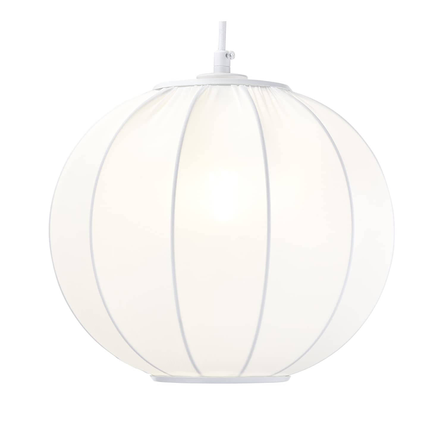 Modern Designer Ivory White Faux Silk Fabric Balloon Styled Pendant Lamp Shade | 30cm x 24cm | Beautifully Designed for The Home or Business by Happy Homewares