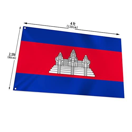 Drapeau du Cambodge extérieur avec œillets pour célébration et bannière maison - 4
