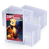 SAMYUCHO 100ct Magnetic Card Holder, 35pt One Card Touch Holders for Trading Cards, U-V Protection Card Display Case Protectors Sleeves Hard Plastic Cover for Sports Game