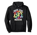 Photo Gallery peace love rescue, motivo: zampe di cane, tinta unita, arcobaleno felpa con cappuccio Photo Gallery peace love rescue, motivo: zampe di cane, tinta unita, arcobaleno felpa con cappuccio