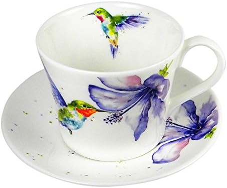 Roy Kirkham Breakfast Tea Cup and Saucer Set Fine Bone China Hummingbird England