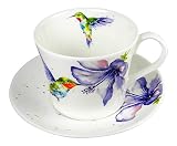 Roy Kirkham Breakfast Tea Cup and Saucer Set Fine Bone China Hummingbird England