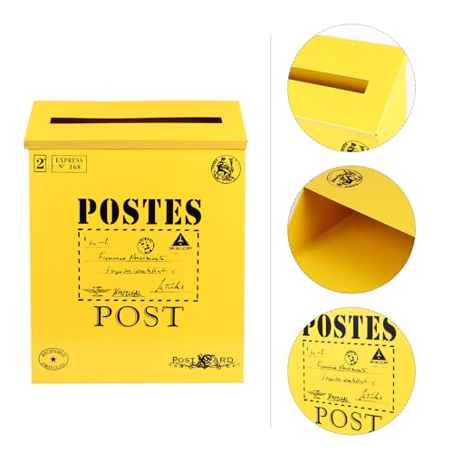 Boîte aux lettres décorative en fer jaune au design mural robuste - 7
