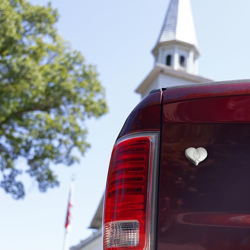 Image of Chrome Metal Christian Jesus Fish and Heart Car /Auto /Truck 3D Emblem Badge Decal - Universal Fit (Silver)