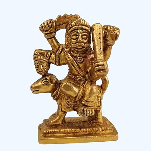 Brass Kaal Bhairav Mahakal Bhairav God Religious Statue 2.75"inch | Hindu Tantric Deity, Avatar of Siva Statue Maha Kaal Bhairo Baba Murti for Pooja Mandir Batuk Bhairav Bhagawan Tantra Siddhi Idol