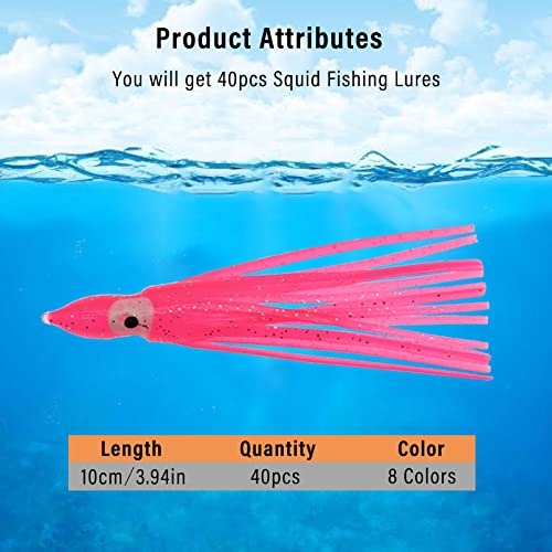 Zsrivk 40Pcs Squid Lures Fishing Lures Soft Baits Luminous Artificial Lures With 3D Holographic Eyes Glow Fishing Soft Plastic Lures For Saltwater Fishing #TOP1