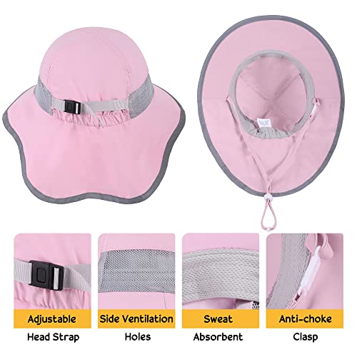 Sun Protection UPF 50+ Kids Wide Brim Neck Flap Adjustable Safari Sun Hat3